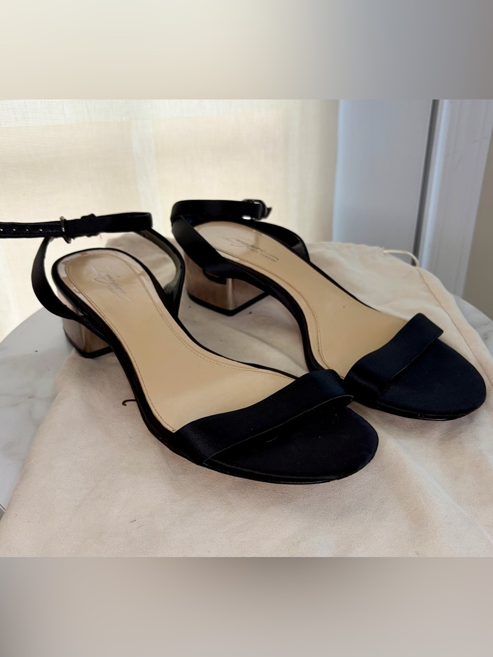 Imagine by Vince Camuto ‘Bavel’ Black Satin Block Heel Sandals